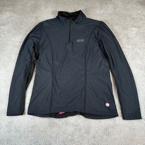 Gore Bike Wear Cycling Jersey Womens L Black Quarter Zip Windstopper Long Sleeve